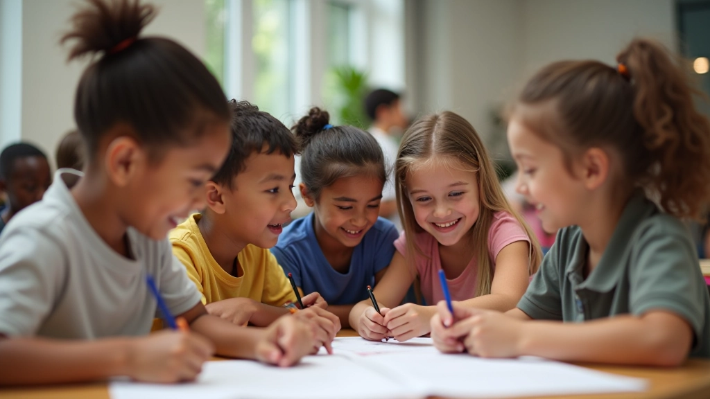 Students collaborating on a project together