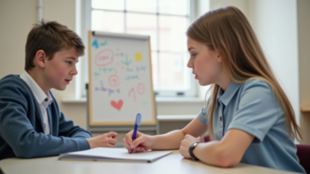 Student explaining concept back to tutor, collaborative learning interaction, engaged learning moment