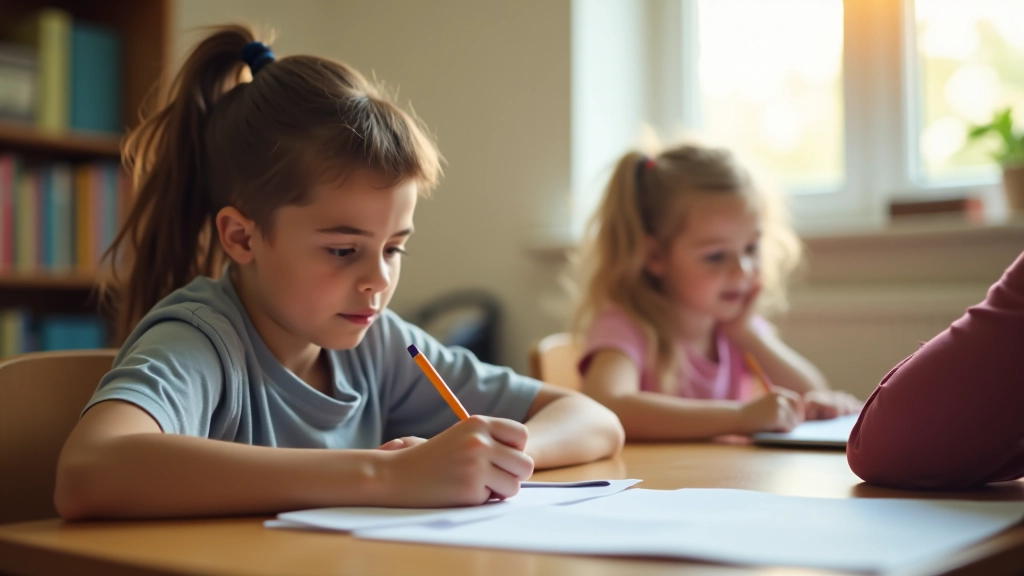 Student working with tutor during one-on-one learning session at desk