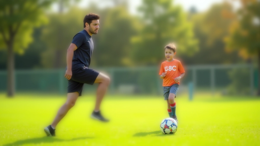 Young soccer player during training session with coach
